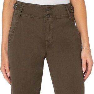 Liverpool high rise cinch waist wide leg pants olive green size 4